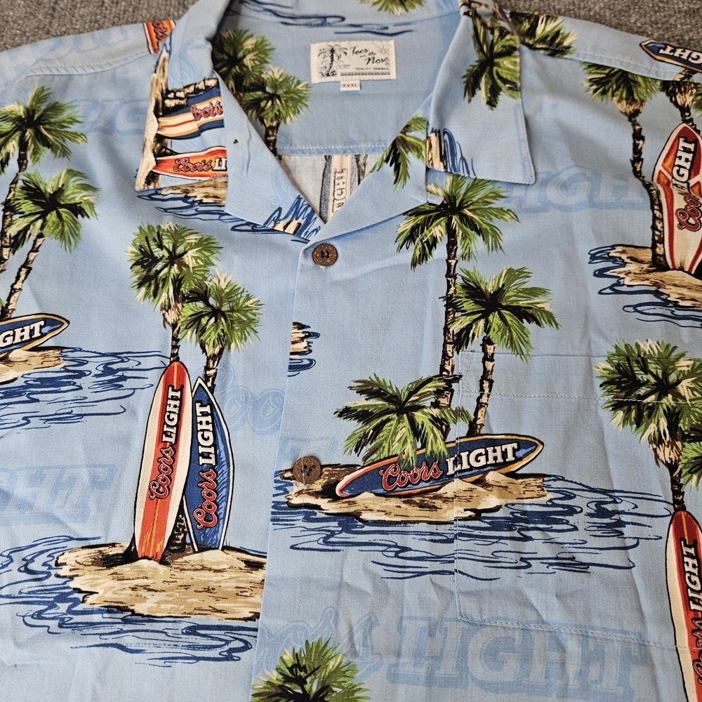 Toes To The Nose Mens Coors Light Hawaiian Shirt Size 3XL  Aloha Surf‎